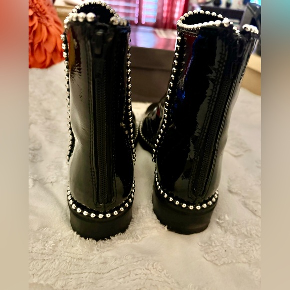 COOL AF PATENT ZIP UP BEATLE BOOTS WITH SILVER BEADING DETAIL MINT SIZE 9 - Picture 7 of 8